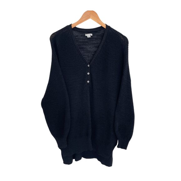 American Eagle Sweater Women Medium Black Lightweight Knit Oversized Baggy - Picture 1 of 15